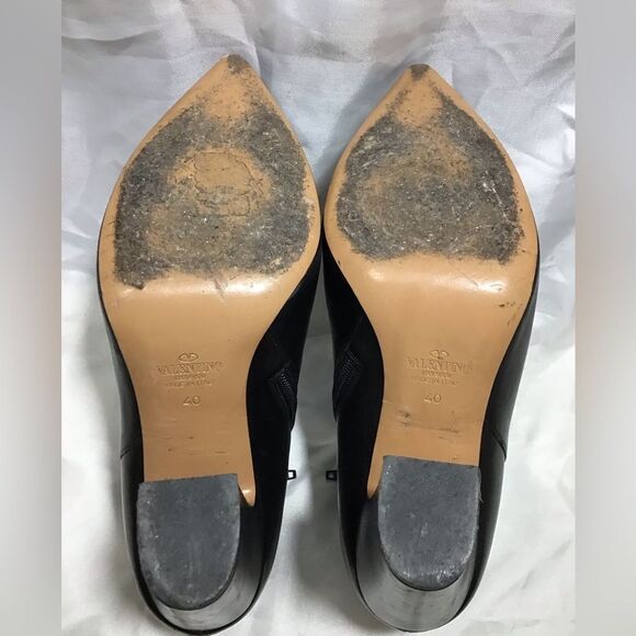 VALENTINO GARAVANI Black Calfskin Rockstud 100mm Ankle Boots Size 40 - Picture 8 of 16